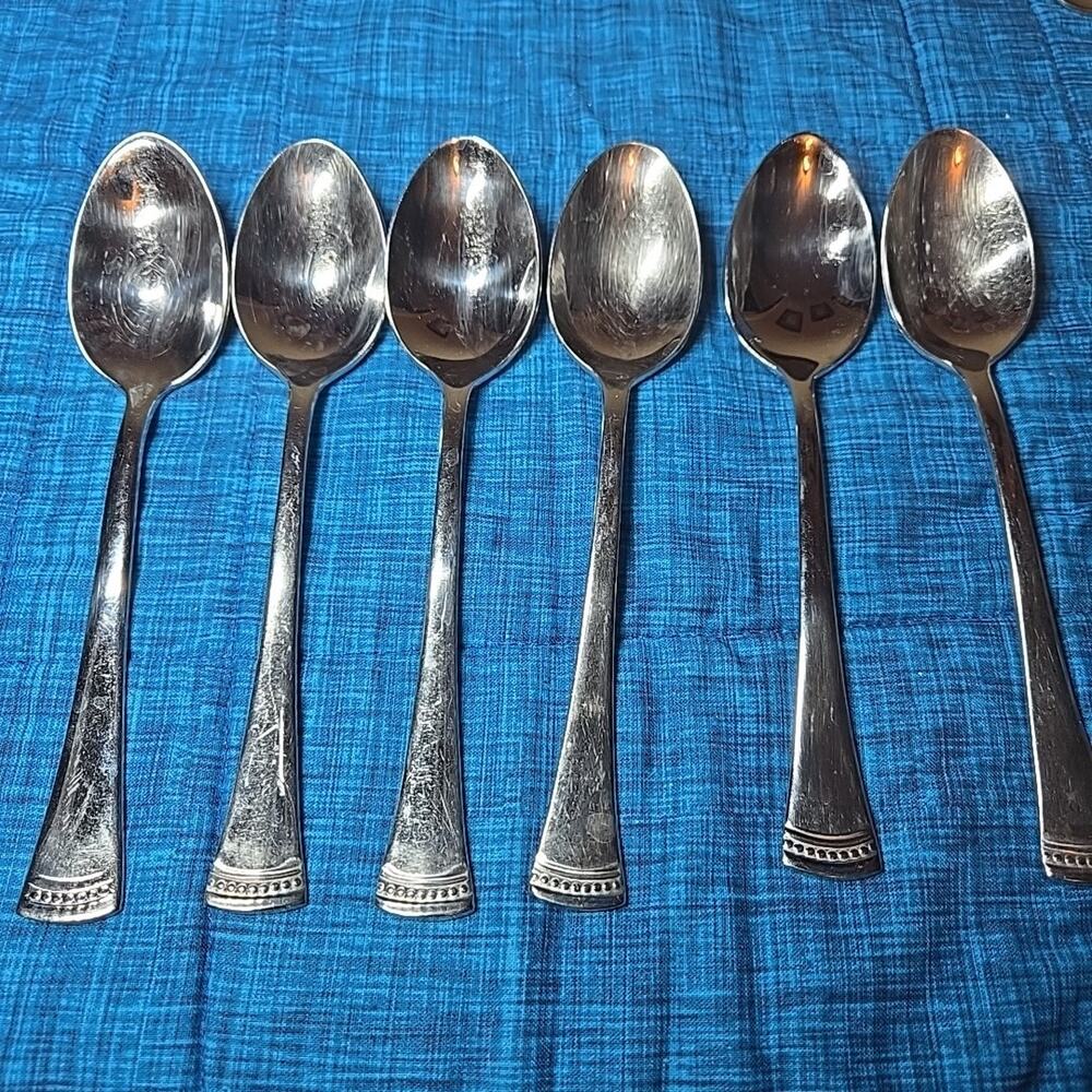 Lenox PORTOLA Glossy Set of 6 Teaspoons 18/10 Stainless Flatware (6 3/8")